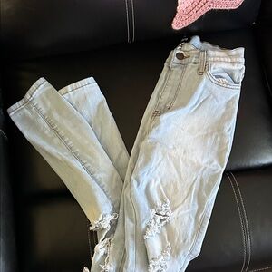 Fashion Nova Light Blue Ripped Boyfriend Jeans